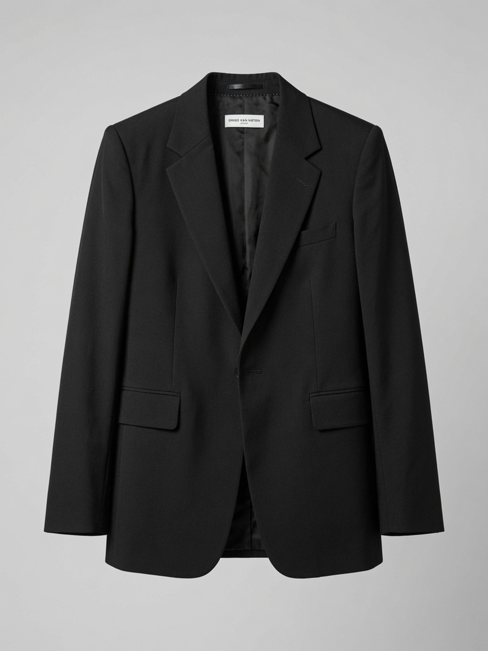 Dries Van Noten Black Single-Breasted Wool Blazer